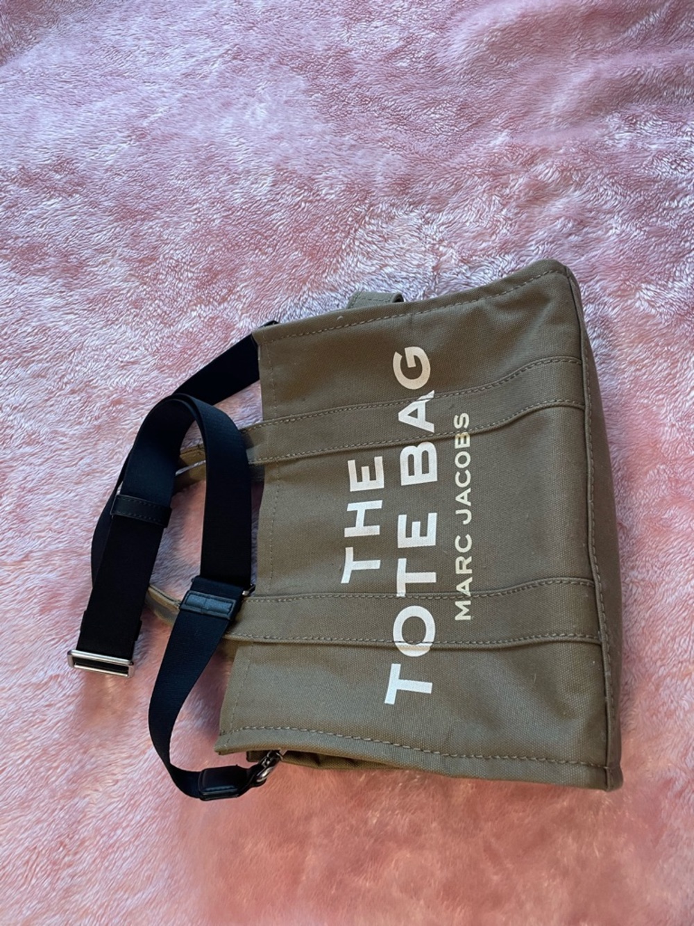 Marc Jacobs Olive Green Canvas Tote with Black Strap